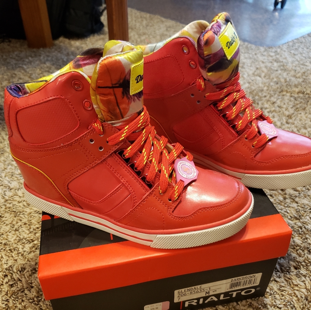 Red Wedged Sneakers